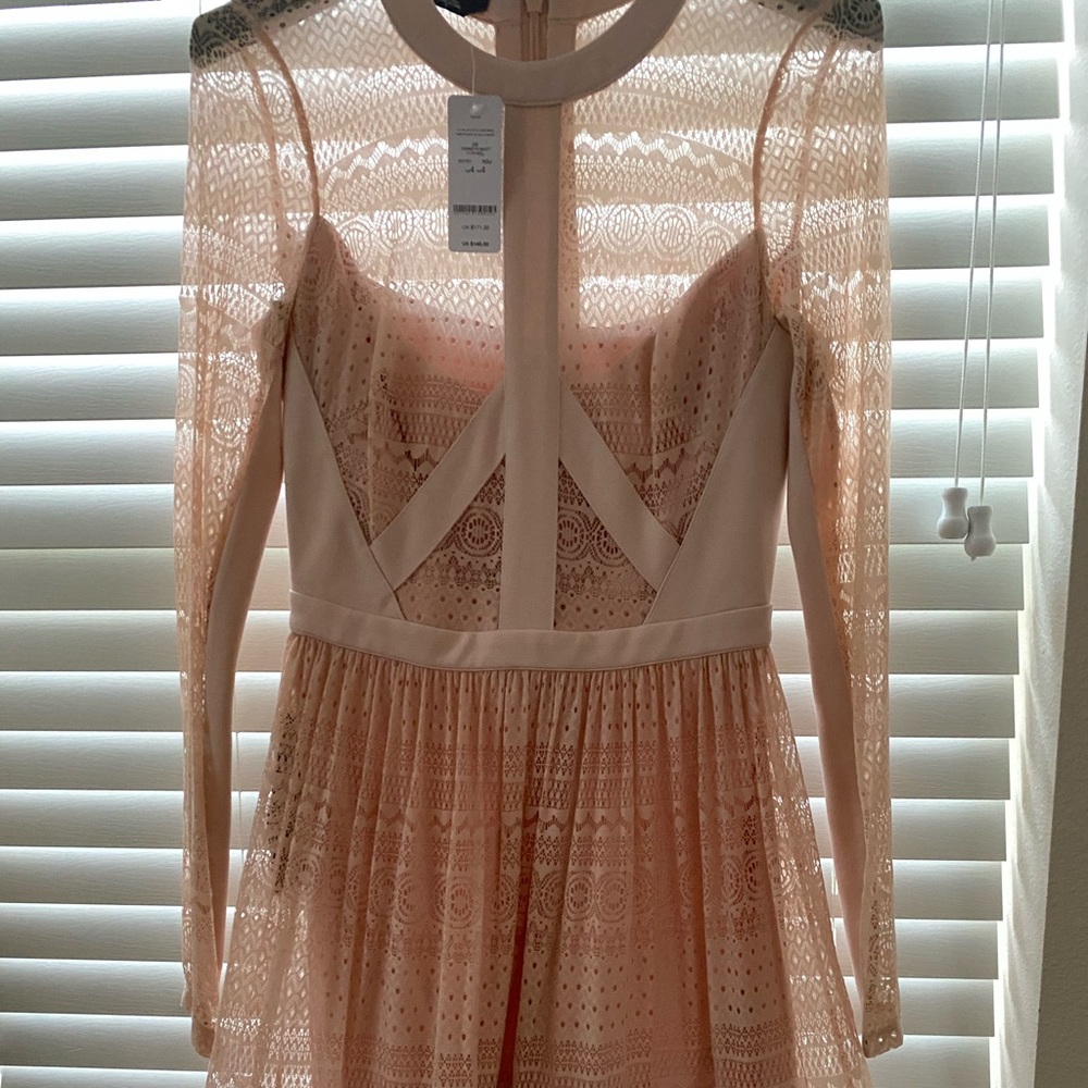 Bebe long sleeve, lace dress.